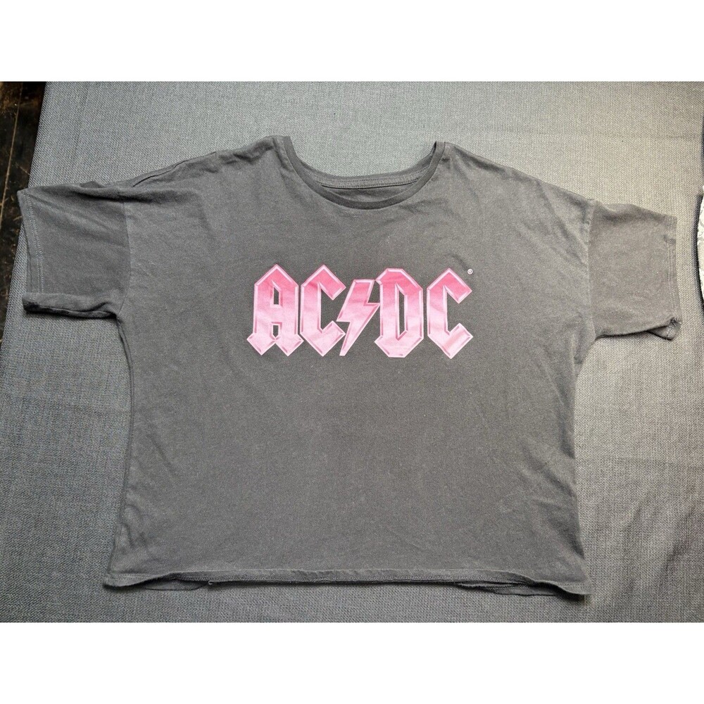 AC/DC Pink Logo Black  T-Shirt, Original, Size XXL (18) Cropped